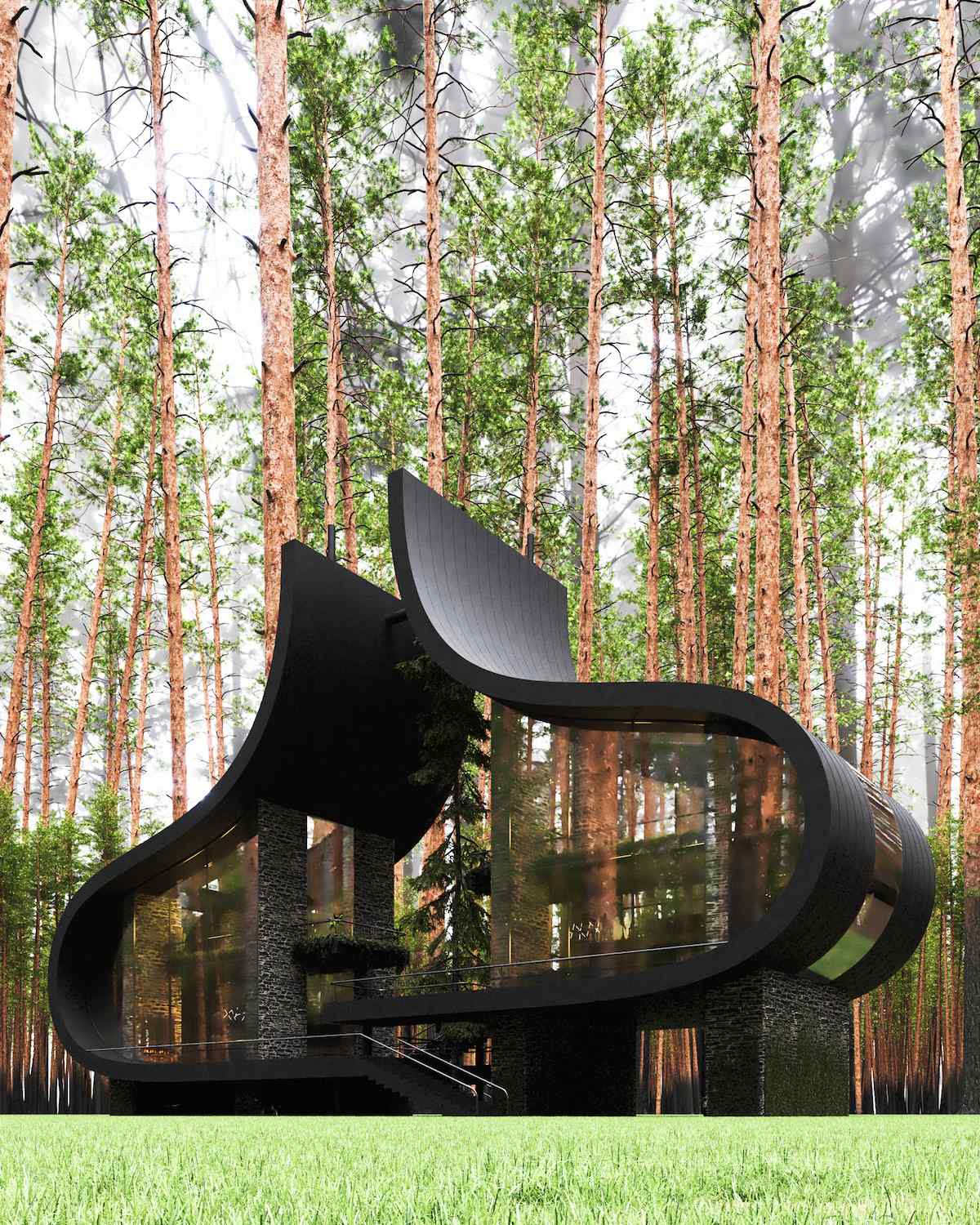 Структура оригинального дома создает иллюзию совместного проживания двух сестер (Twin Sisters house). Структура оригинального дома создает иллюзию совместного проживания двух сестер (Twin Sisters house).