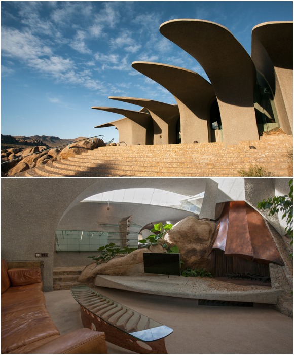 Невероятные особенности дизайна экстерьера и интерьера «Дома в пустыне» на территории Национального парка Джошуа-Три (Калифорния, США). 