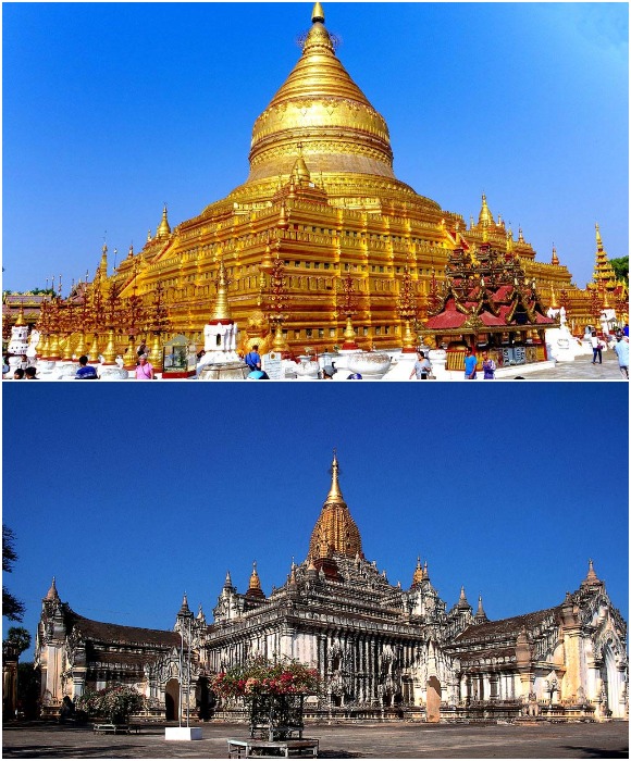 Сохранившиеся пагоды и храмы Пагана, являются памятниками мирового зодчества (пагода Швезигон, Храм Ананда).