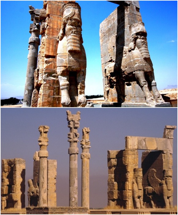 Монументальная арка с ассирийскими быками, которую называли «Воротами всех народов» расположена у входа в древний город Персеполь (Иран).