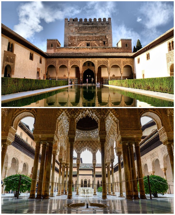 Мавританские зодчие создали поистине уникальное творение, которое легко можно назвать восьмым чудом света (Дворец Альгамбра, Гранада).