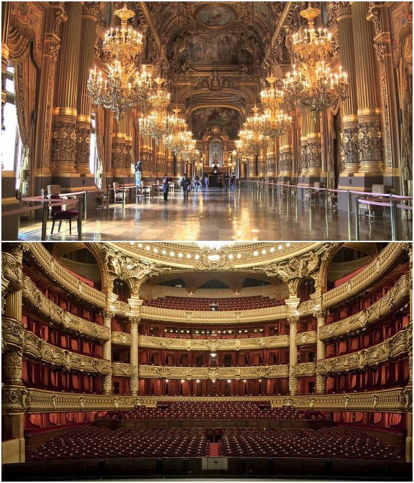  Дворец Гарнье является одним из самых знаменитых сооружений в стиле изящных искусств, в котором объединились различные жанры и характерные театральные элементы (Париж, Франция).