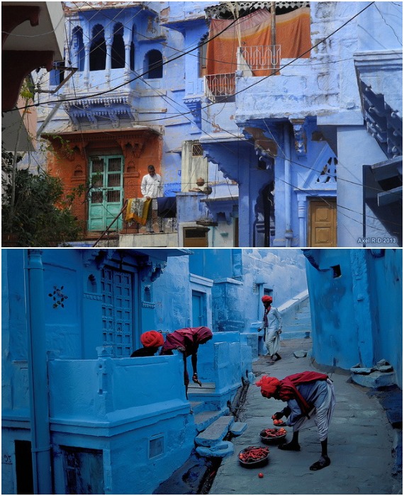 Ежегодно к празднику Ди Вуа Ли краску на домах обновляют и город снова привлекает своей синевой Джодхпур (Индия).