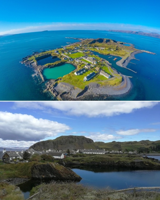 Остров Исдейл, входящий в состав Сланцевого архипелага, с 1500-х годов был местом разработки карьеров и рабочим поселком (Шотландия).