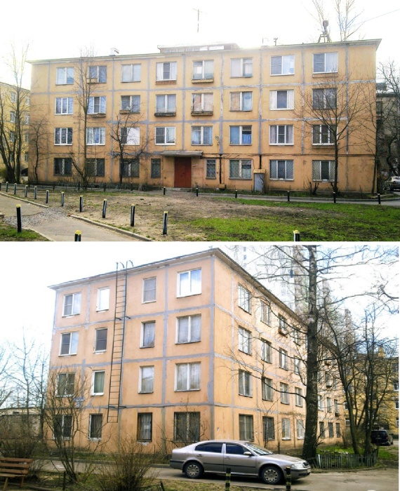 Обычный с виду 4-этажный дом оказался уникальным объектом, построенным по особенной технологии. (ул. Магнитогорская, Санкт-Петербург).