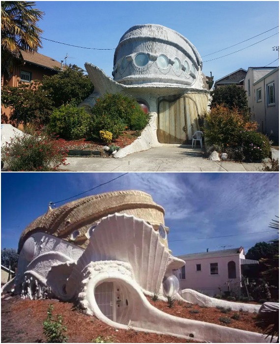 Яркий пример органической архитектуры, когда дом наделили функцией и возможностями живого существа (Fish House, Беркли).