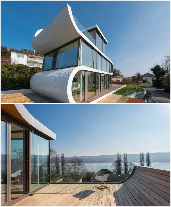 Архитекторы Evolution Design позаботились о том, чтобы белоснежный «кораблик» не отправился в свободное плавание (Flexhouse, Швейцария).