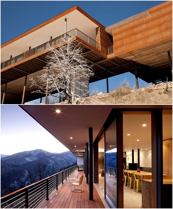 Из «парящего» загородного дома открывается фантастический вид на горы и лес заповедной зоны Боулдера (Fourmile Sky House, Колорадо).