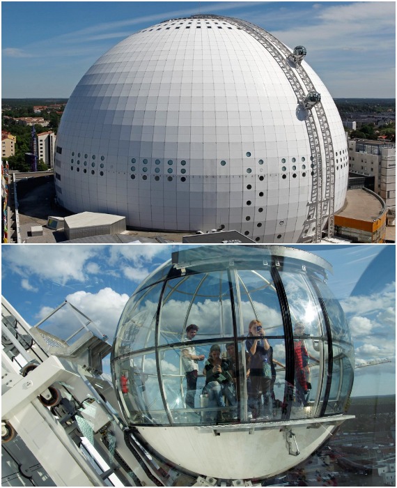 Захватывающие аттракционы ждут посетителей Globe Arena (Стокгольм, Швеция). 