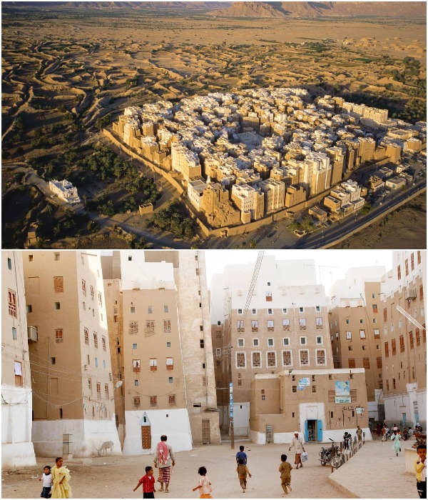 Жителям Шибама на протяжении многих столетий приходится ежегодно обновлять слой глины и укреплять сооружения, чтобы сохранить уникальнейший город, состоящий из небоскребов древности (Йемен).