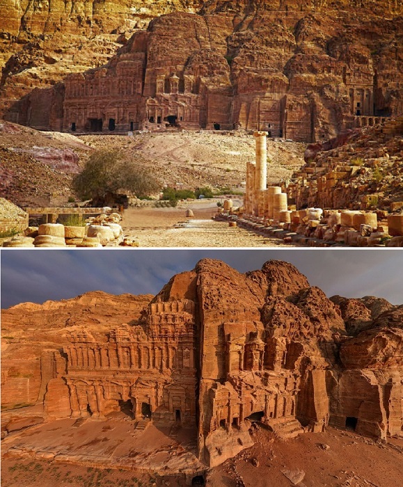 Город Петра – уникальнейший архитектурный ансамбль, объединяющий в единое целое вырубленные в отвесных скалах сооружения и природные образования (Иордания).