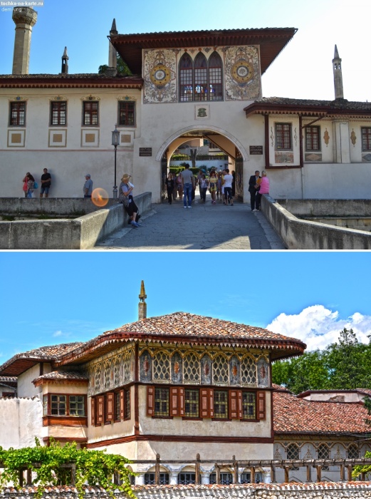 Первое восстановление Ханского дворца производилось во времена правления Екатерины II (Бахчисарай, Крым).