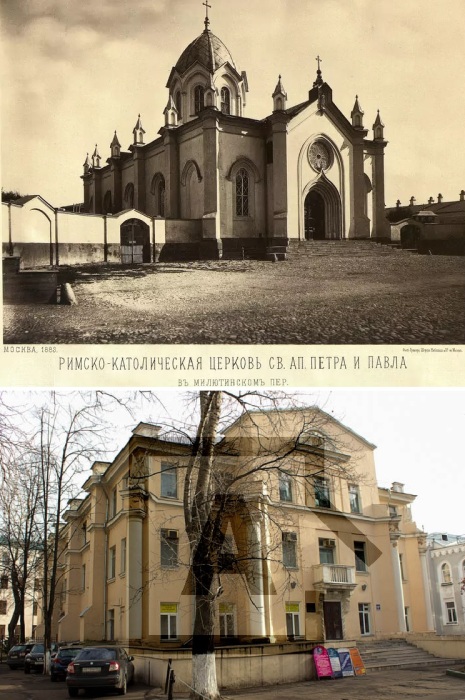 Пример трансформации храма Святых Апостолов Петра и Павла в Милютинском переулке (Москва).