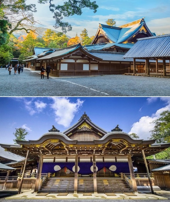 Внешнее Святилище храмового комплекса доступно для туристов и паломников (Ise Jingu, Япония).