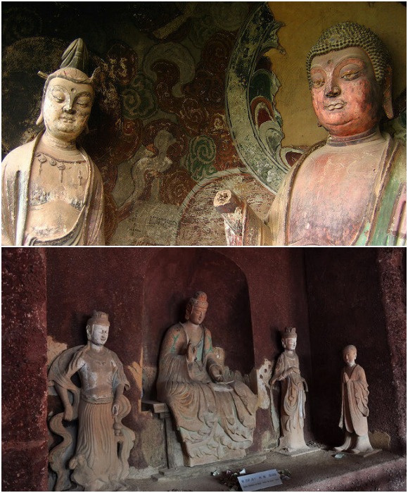 Элементы древнекитайского искусства дошли до наших дней благодаря тому, что буддисты по сей день живут в монастырях Майцзишань и бережно хранят все реликвии (Тяньшуй, Китай). 