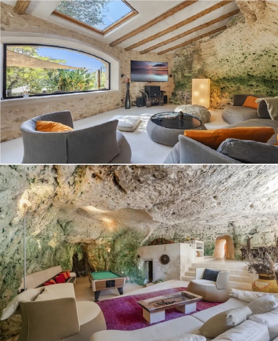 Новые владельцы уникальной резиденции, наравне с изысканной роскошью и современными удобствами, сохранили пещерную атмосферу (Майорка, Испания).