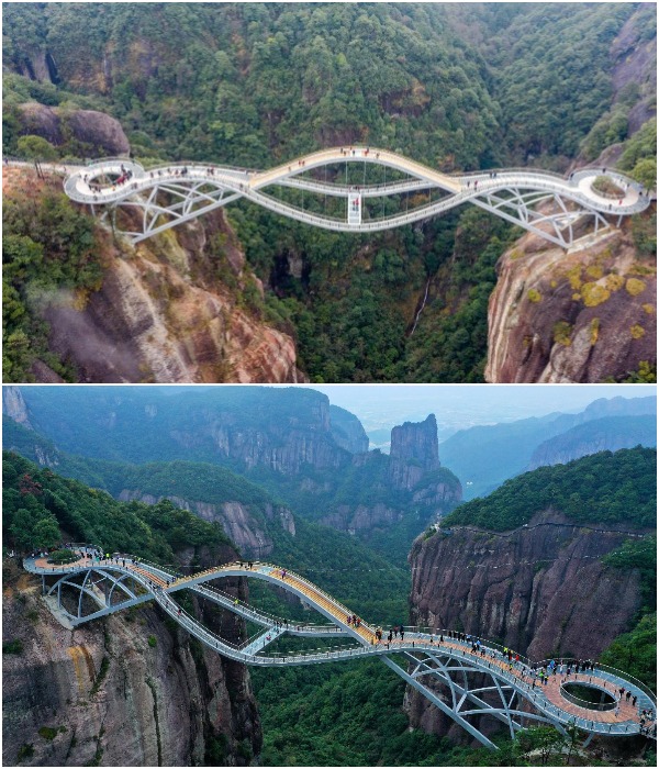  Ruyi glass Bridge стал самой посещаемой туристической достопримечательностью в Шэньсяньцзю (Чжэцзян). 