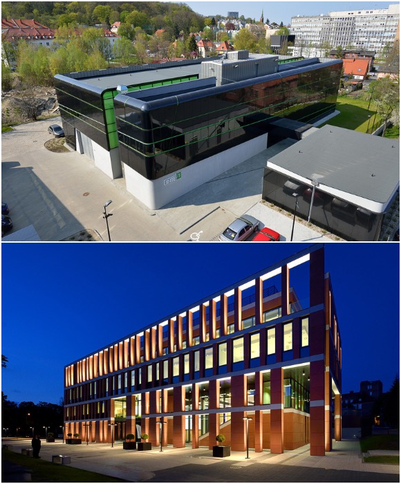 Здания Лаборатории электроэнергетики и возобновляемых источников энергии ЛИНТЕ-2 и Центра нанотехнологий (Gdansk University of Technology, Польша).