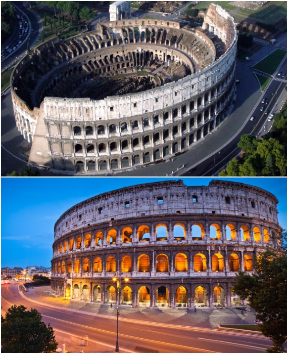 Сегодня туристы со всего мира приезжают в Рим, чтобы заглянуть внутрь монументального сооружения и получить представление о том, какой была жизнь 2000 лет назад (Колизей, Италия).