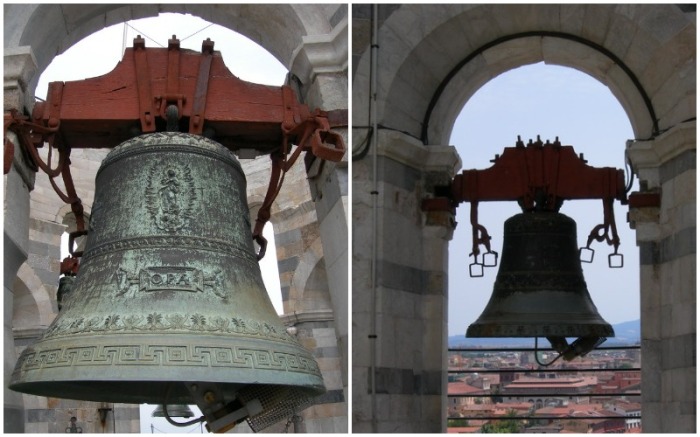 У каждого колокола на Пизанской башне есть свое имя (Колокол Ассунта и Паскуареккия).