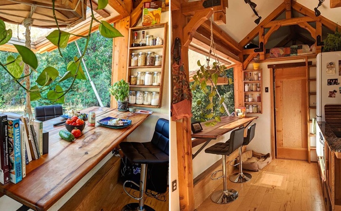 Зона столовой в крошечном доме.