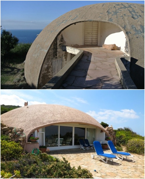 Сейчас купольная летняя резиденция находится в плачевном состоянии, хотя реконструкция планируется (о-в Сардиния, Италия).