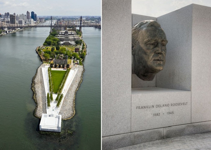 Аллея славы ведет к памятнику Теодора Рузвельта, политикой которого так восхищался Луис Кан (Four Freedoms Park, Нью-Йорк).