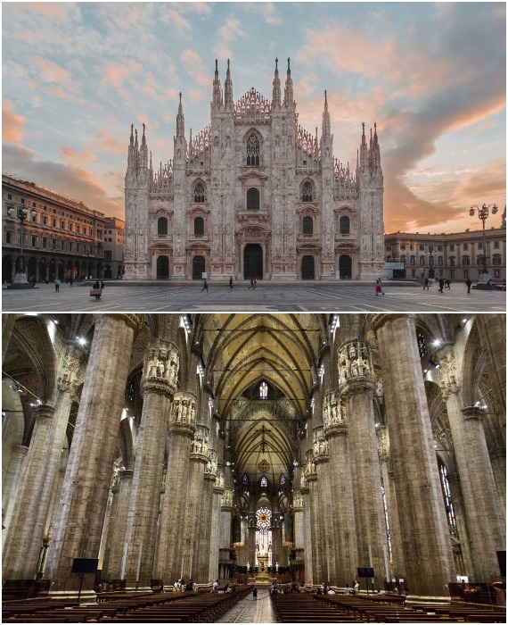 Миланский кафедральный собор в XIV веке задумывался как символ города, которым он и является на протяжении всех последующих веков (Милан, Италия).