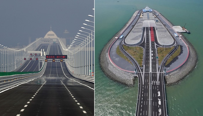 Мост Гонконг-Чжухай-Макао состоит и самого длинного морского моста и самого длинного туннеля в мире (Китай).