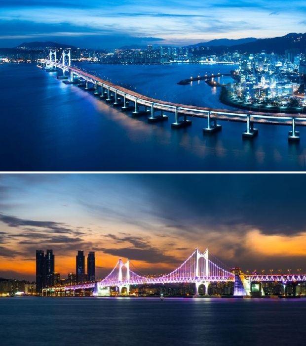 Мост Гвангенский мост Пусана – гимн инженерному и архитектору гению человечества (Южная Корея). 