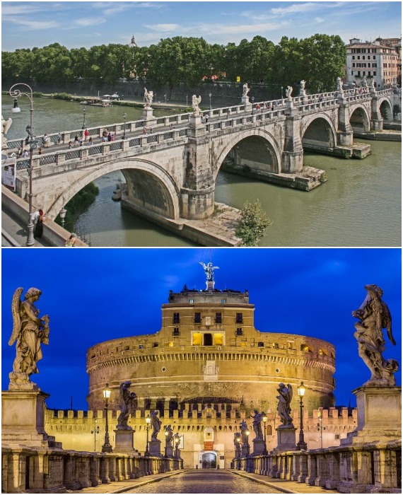 Древнейшая переправа мира и, статуи ее украшающие, – одна из самых любимых достопримечательностей римлян и гостей Вечного города (мост Святого Ангела, Италия).