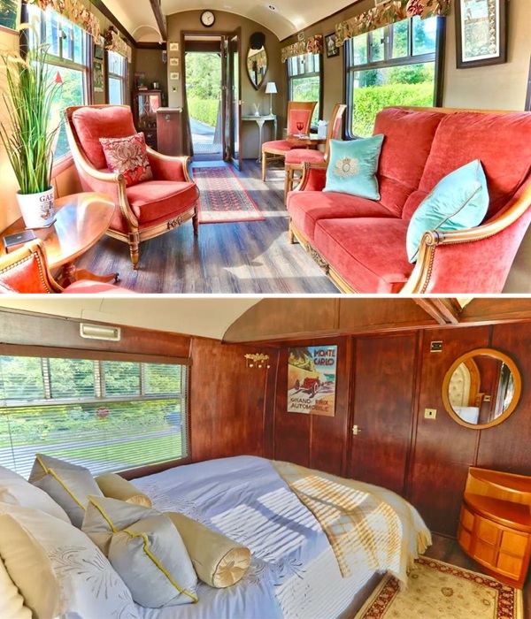 Гостиная и спальня оформлена в ретро-стиле (Камбрия, Великобритания). Гостиная и спальня оформлена в ретро-стиле (Камбрия, Великобритания).