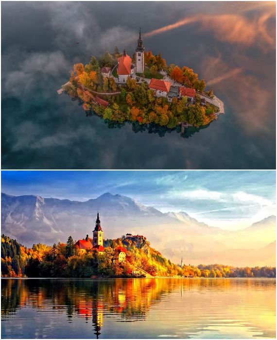 Церковь Святой Марии – самый узнаваемый символ Словении (озеро Блед).