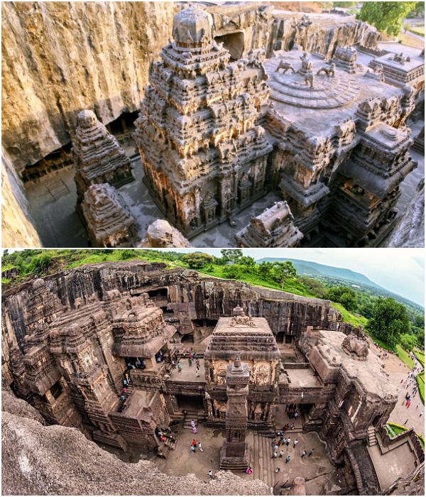 Весь комплекс Пещеры Эллора является ценнейшим достоянием мировой культуры, но особо ярким примером монолитного строительства стал храм Кайласанатха, расположенный на вершине гор Кайлас (Индия).