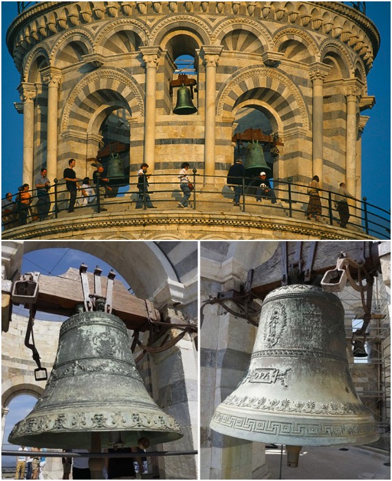На вершине Пизанской башни установлено 7 колоколов (Италия).