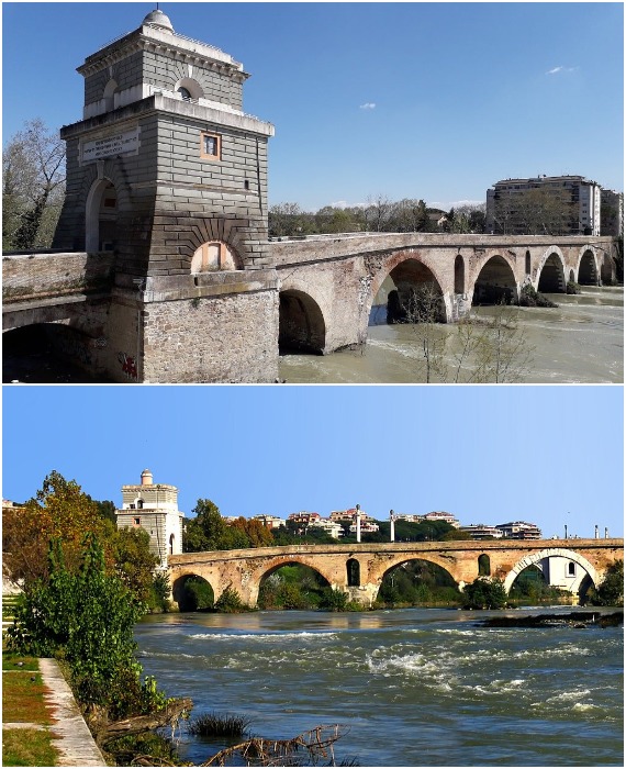 6-арочный мост, пересекающий Тибр в исторической части Рима, стал популярной туристической достопримечательностью (Италия).