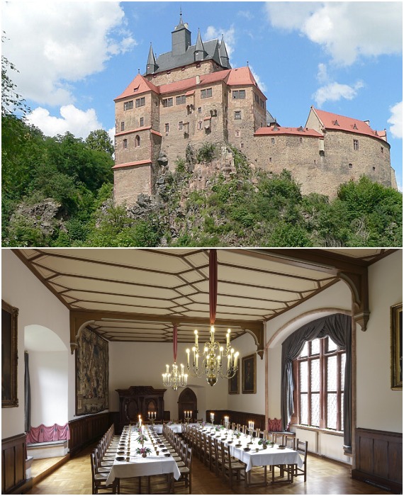 Замок Крибштайн построен и оформлен в стиле поздней готики.