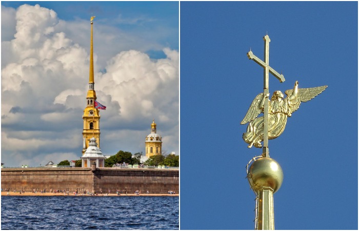 Летящий Золотой ангел на шпиле Петропавловского собора – запоминающийся символ Санкт-Петербурга.