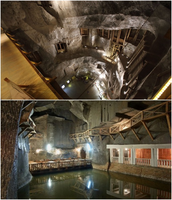 Соляная шахта Величка глубиной в 200 метров имеет 9 уровней, а общая протяженность туннелей превышает 300 километров (Краков, Польша).