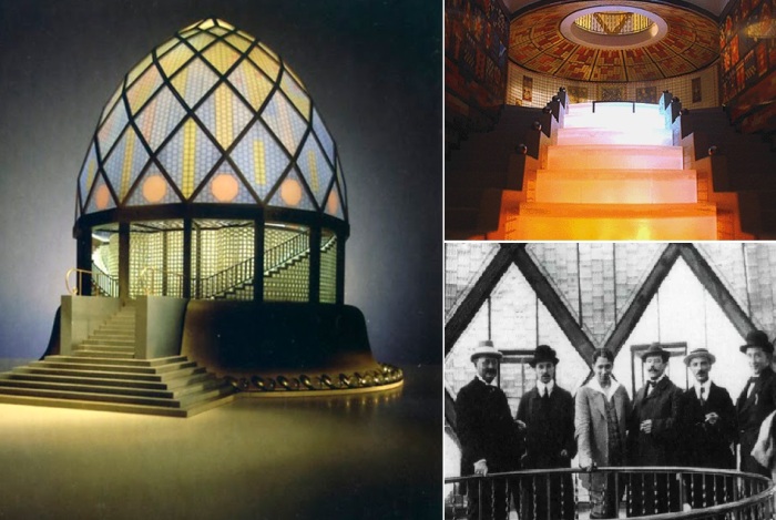 Во время проектирования Стеклянного павильона, Буно Таут добавил космологическую составляющую, которая и произвела ошеломляющий эффект.