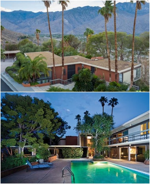 Масштабное остекление и открытая планировка никак не повлияли на интимность обстановки, при этом обеспечили фантастический обзор (Steve McQueen's house, Rancho Mirage).