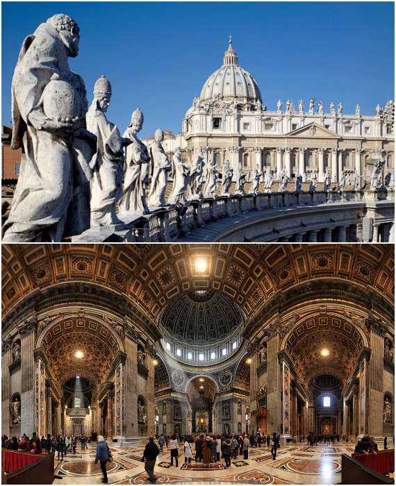 Впечатляющая колоннада под стать величественному убранству Собора Святого Петра (Ватикан, Италия).