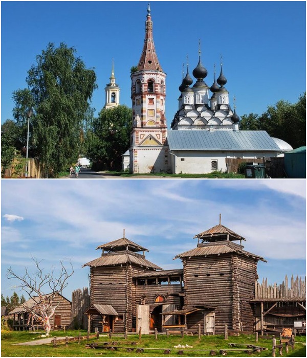 Гостей встречают атмосферные улочки, красивейшие церкви, русская кухня и Музей деревянного зодчества под открытым небом (Суздаль).