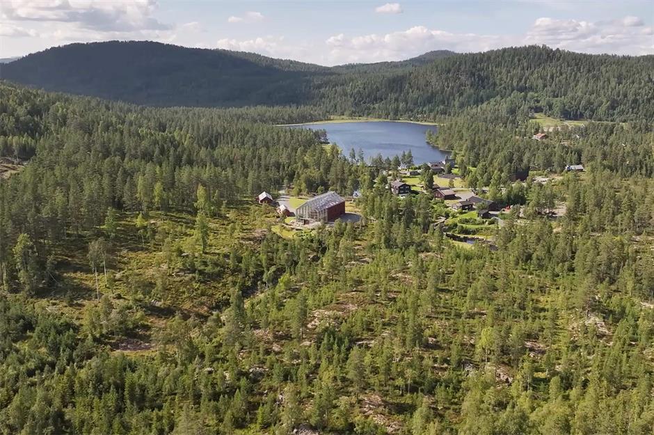 Необычный дом построили на участке среди елового леса (Конгсберг, Норвегия).