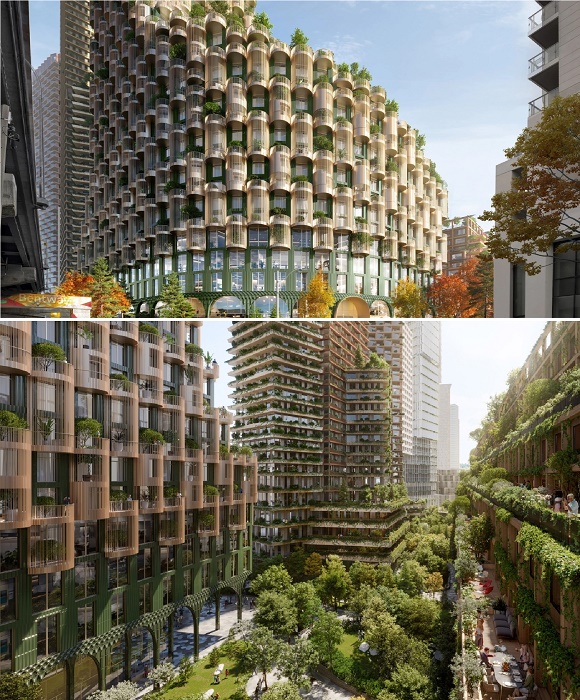 Новый проект успешно включает инновационные внедрения, позволяющие минимизировать вред окружающей среде, при строительстве крупномасштабных архитектурных объектов (концепт Timber House). 