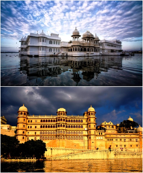 Озерный дворец Джаг Нивас и Городской дворец стали главными достопримечательностями Удайпура (Индия).