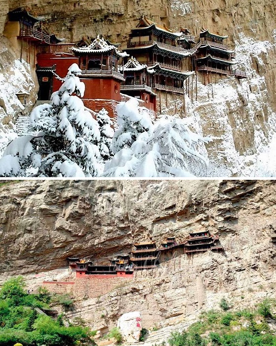 Современный Храм – это внушительный архитектурный комплекс, «парящий» над живописной долиной Шаньси (Храм горы Хенг, Китай). 