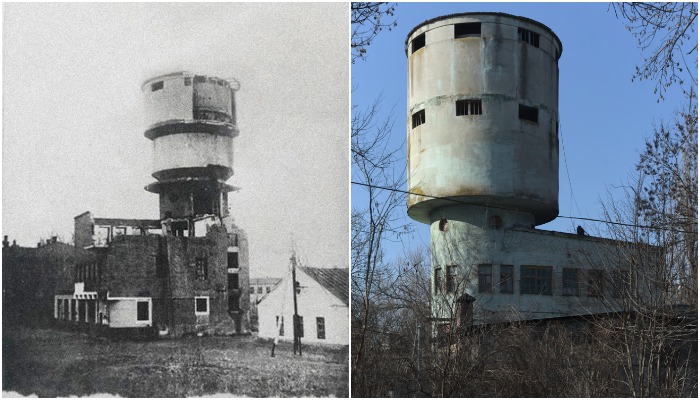 Водонапорная башня фантастической формы до конца 1970-х годов снабжала водой Шерстомойную фабрику, поселок и пожарную часть (Невинномысск, Ставропольский край).