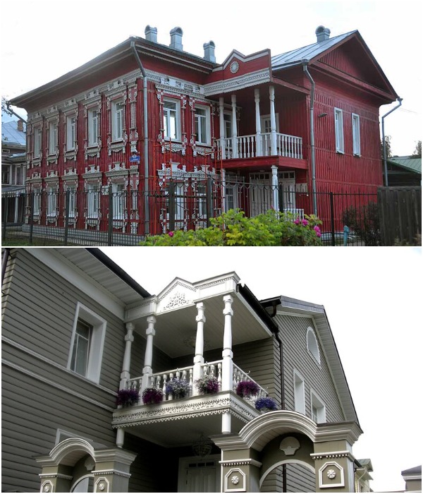 Боковое расположение входа и крытый балкон – отличительная черта конструкции вологодского дома (Вологда).