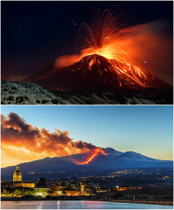 Издревле считали, что извержение Этны начинается после того, как разозлится стоглавое чудовище Трифон (Сицилия, Италия).